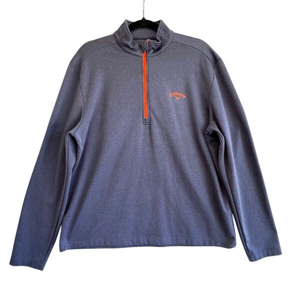 Callaway Golf Quarter Zip Pullover Navy Blue Red Logo Men M Long Sleeve Stretch - Picture 1 of 6